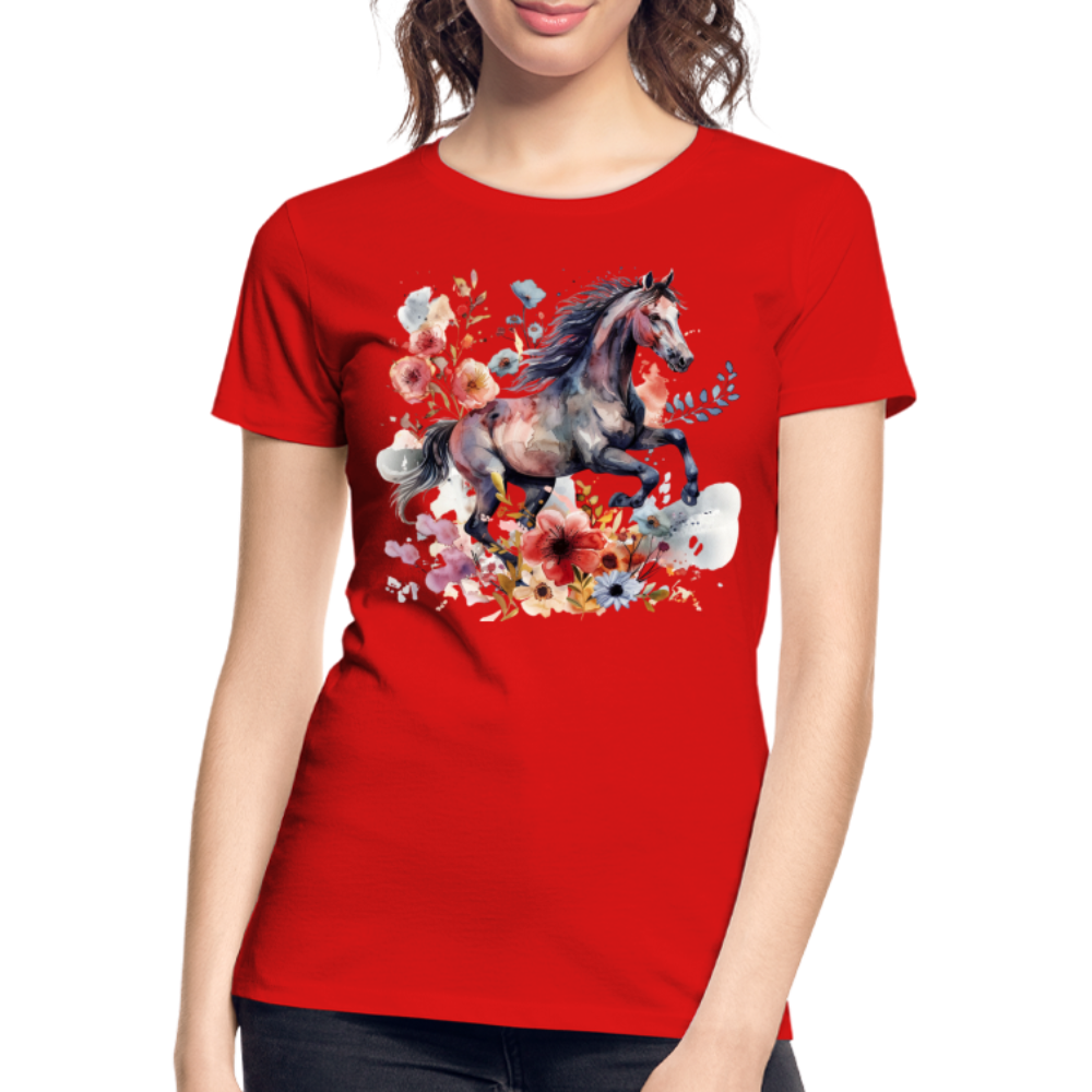 Flower Horse 18 - Frauen Premium Bio T-Shirt - Rot