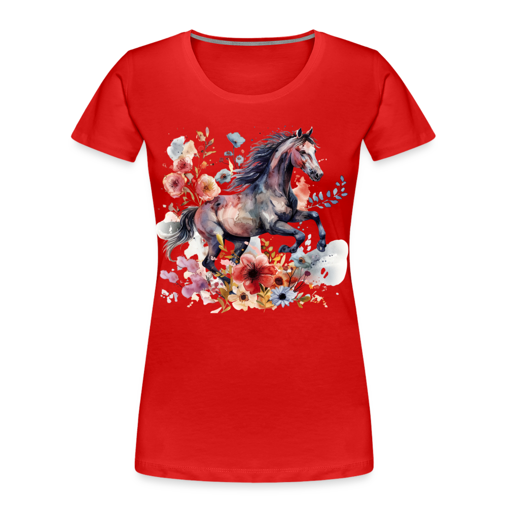 Flower Horse 18 - Frauen Premium Bio T-Shirt - Rot