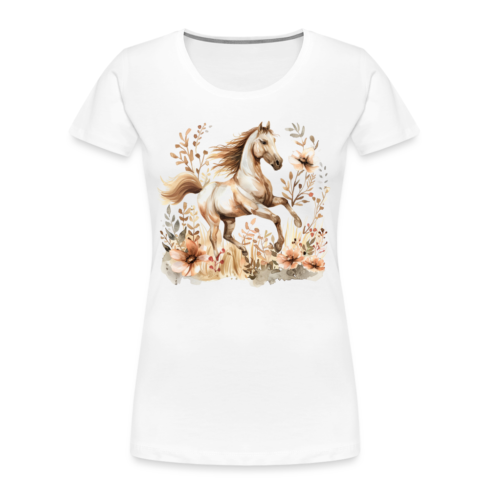 Flower Horse 10 - Frauen Premium Bio T-Shirt - Weiß