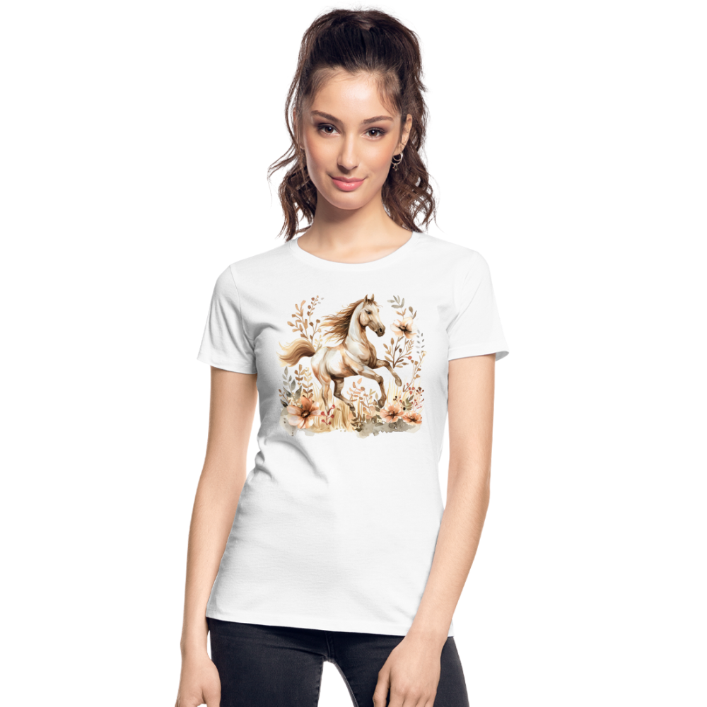 Flower Horse 10 - Frauen Premium Bio T-Shirt - Weiß