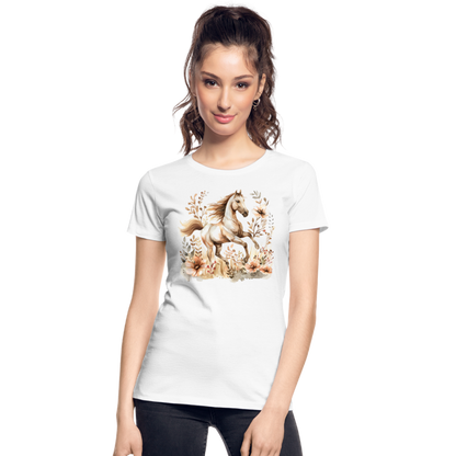 Flower Horse 10 - Frauen Premium Bio T-Shirt - Weiß