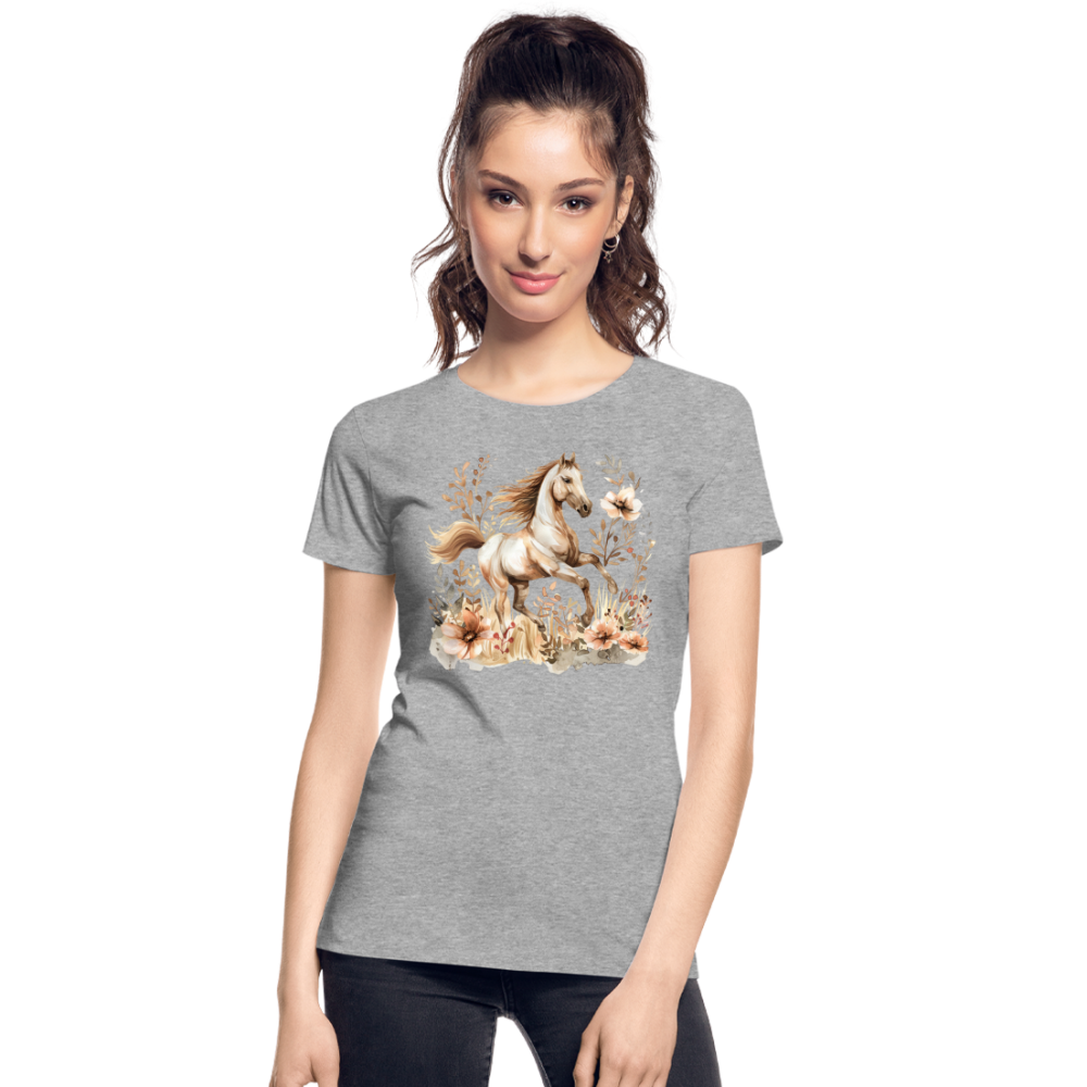 Flower Horse 10 - Frauen Premium Bio T-Shirt - Grau meliert