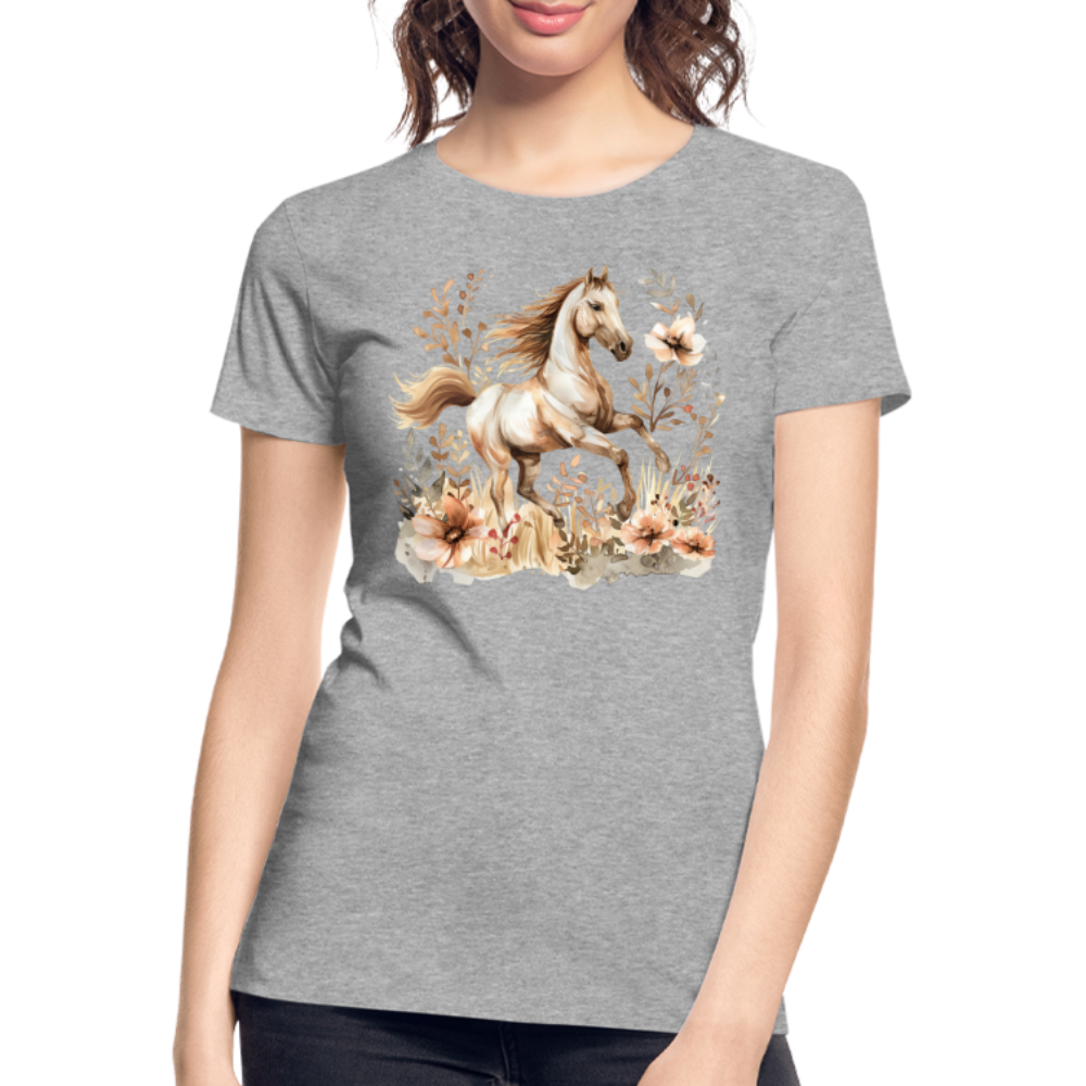 Flower Horse 10 - Frauen Premium Bio T-Shirt - Grau meliert