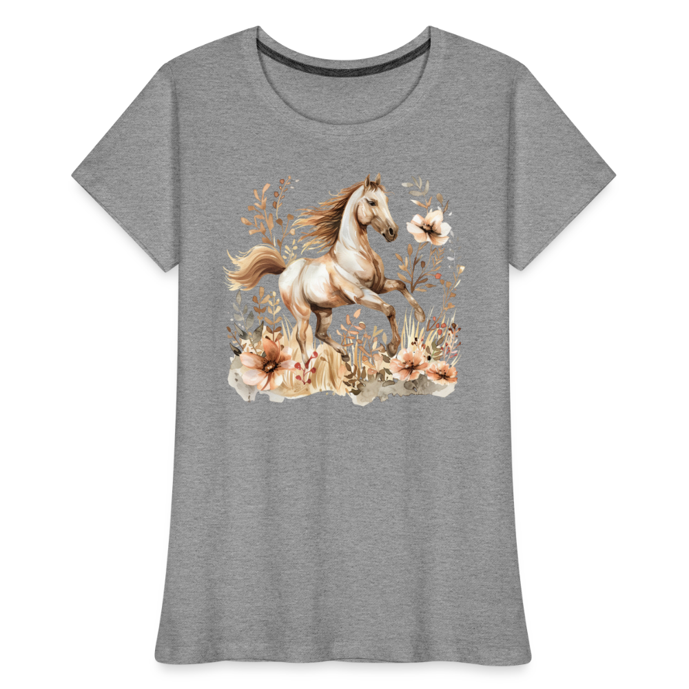 Flower Horse 10 - Frauen Premium Bio T-Shirt - Grau meliert