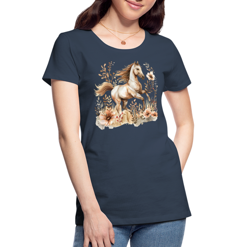 Flower Horse 10 - Frauen Premium Bio T-Shirt - Navy