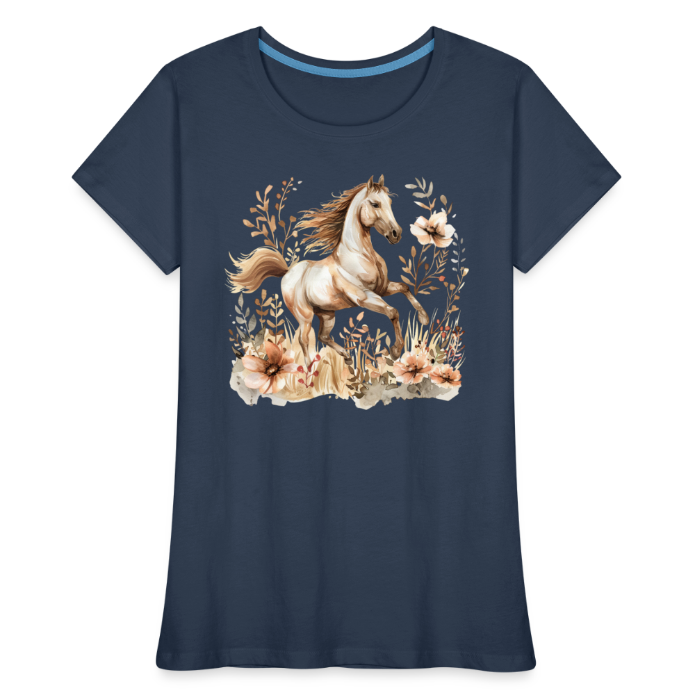 Flower Horse 10 - Frauen Premium Bio T-Shirt - Navy