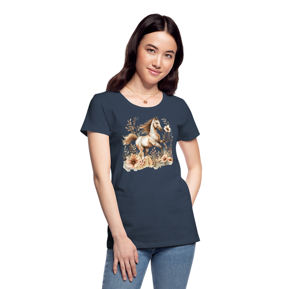 Flower Horse 10 - Frauen Premium Bio T-Shirt - Navy