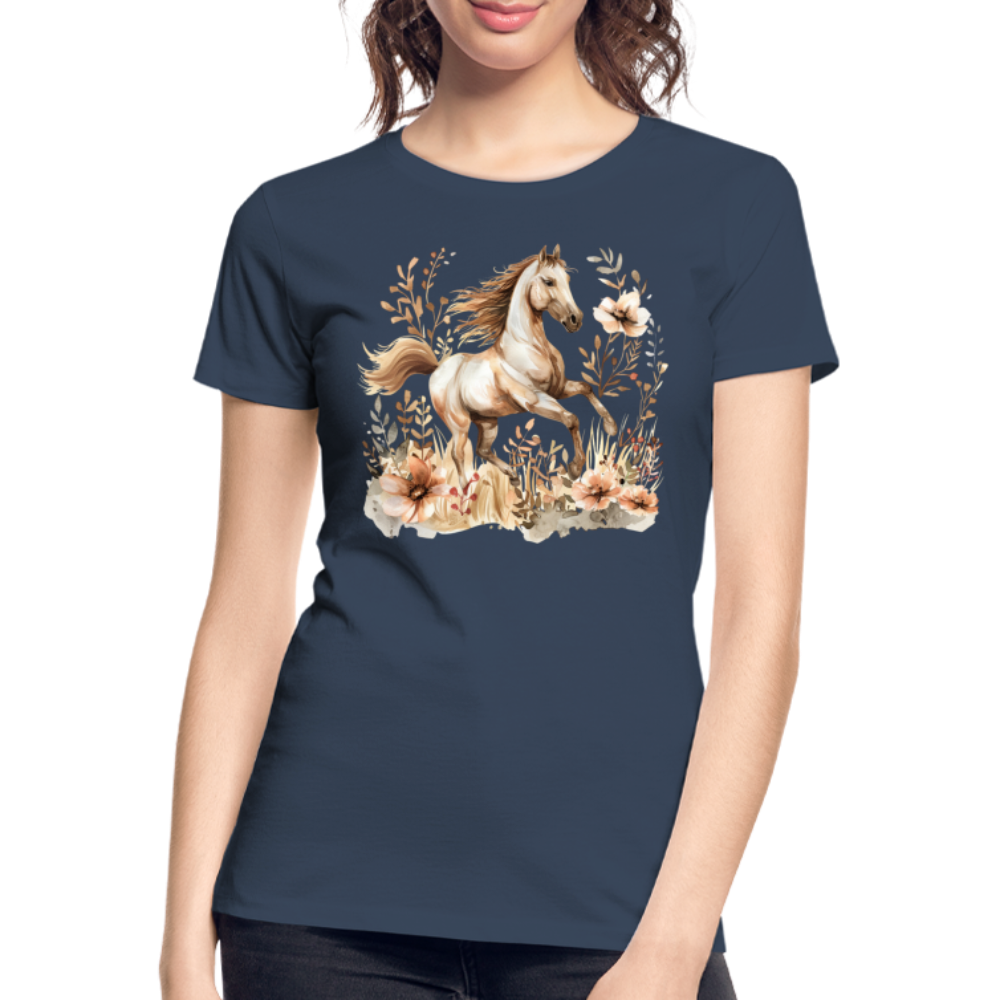 Flower Horse 10 - Frauen Premium Bio T-Shirt - Navy