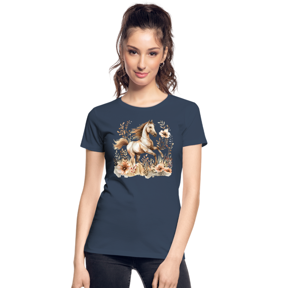 Flower Horse 10 - Frauen Premium Bio T-Shirt - Navy