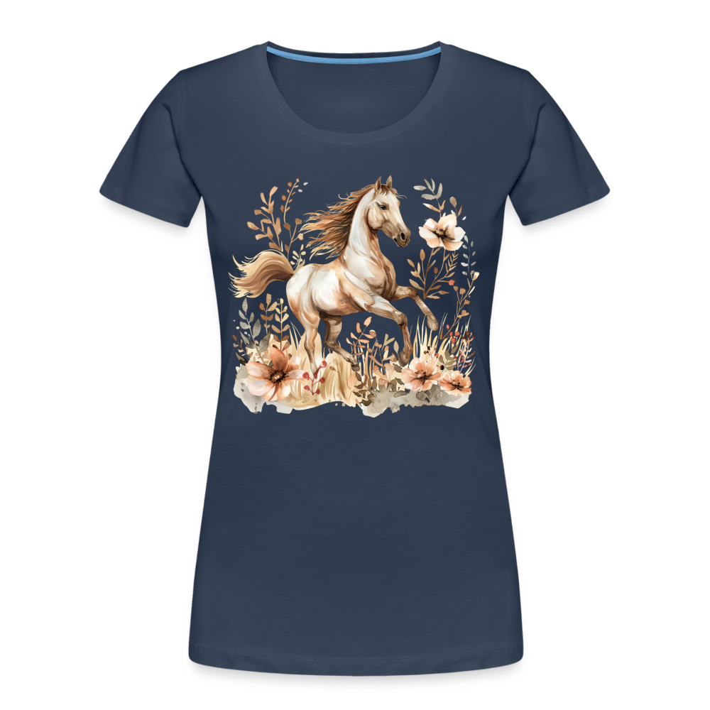 Flower Horse 10 - Frauen Premium Bio T-Shirt - Navy