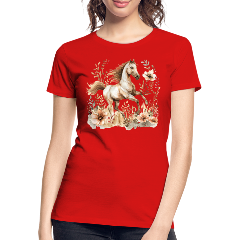 Flower Horse 10 - Frauen Premium Bio T-Shirt - Rot