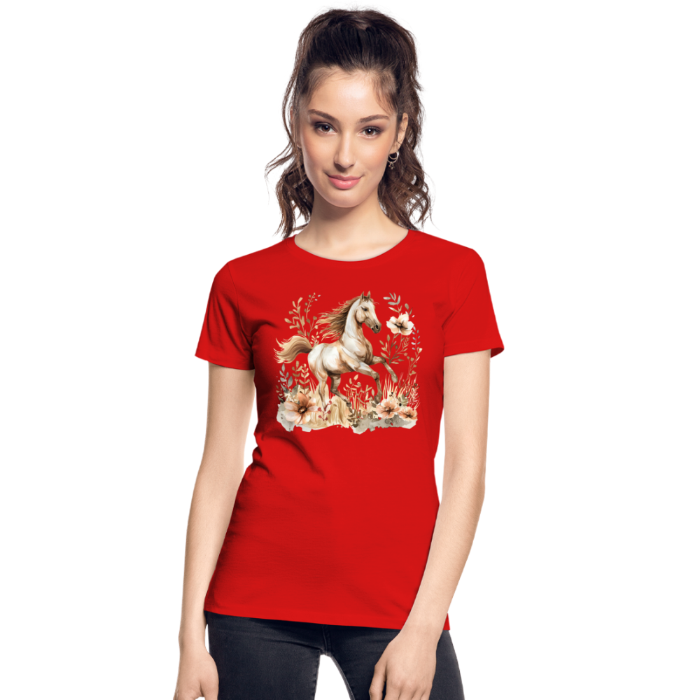 Flower Horse 10 - Frauen Premium Bio T-Shirt - Rot