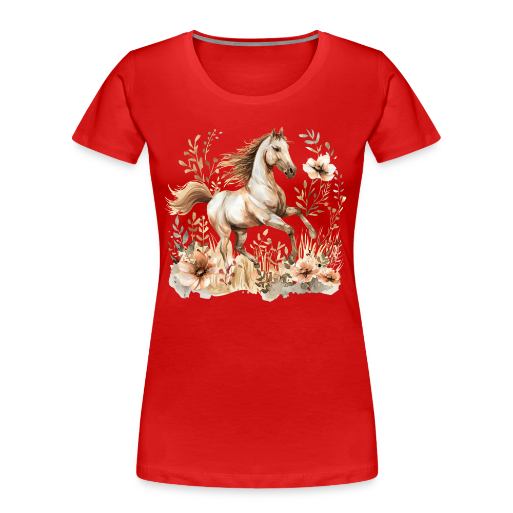 Flower Horse 10 - Frauen Premium Bio T-Shirt - Rot