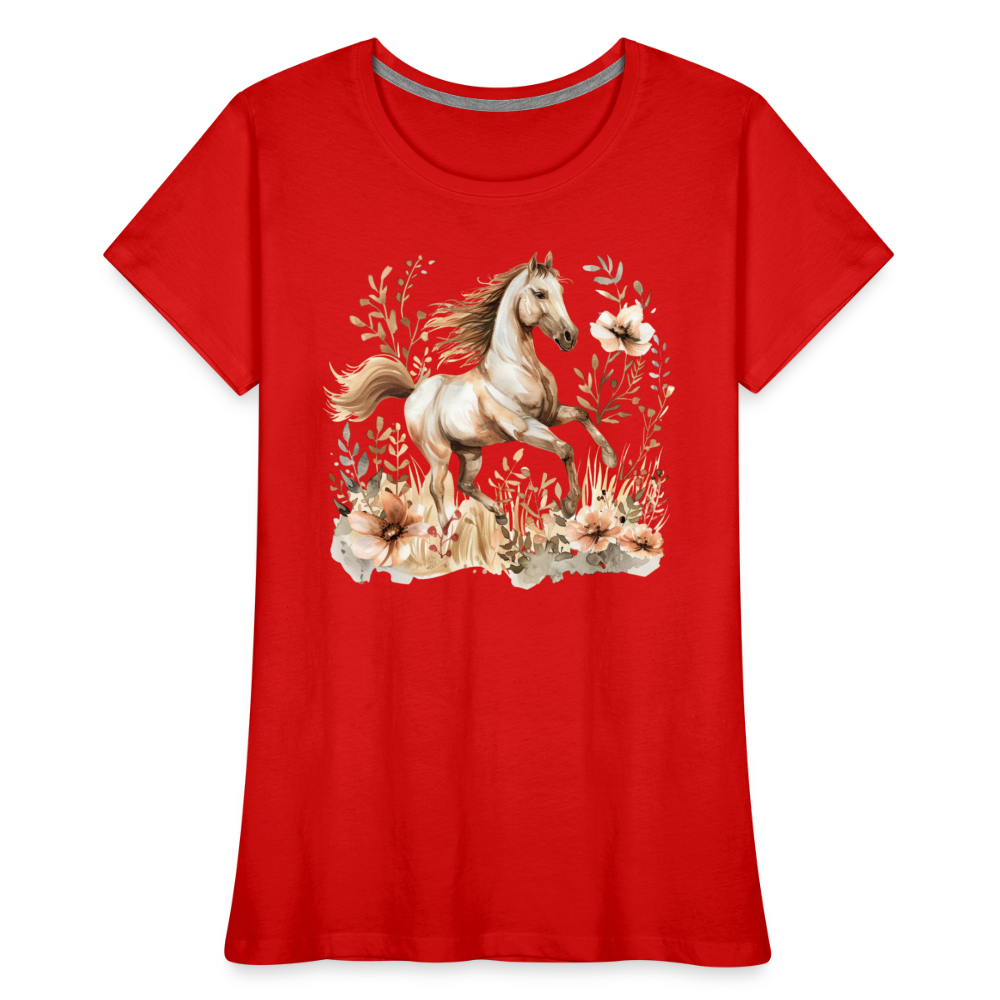 Flower Horse 10 - Frauen Premium Bio T-Shirt - Rot