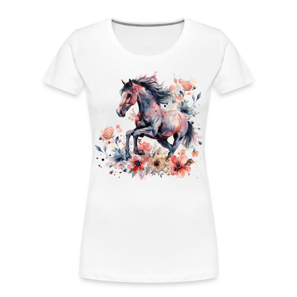 Flower Horse 16 - Frauen Premium Bio T-Shirt - Weiß