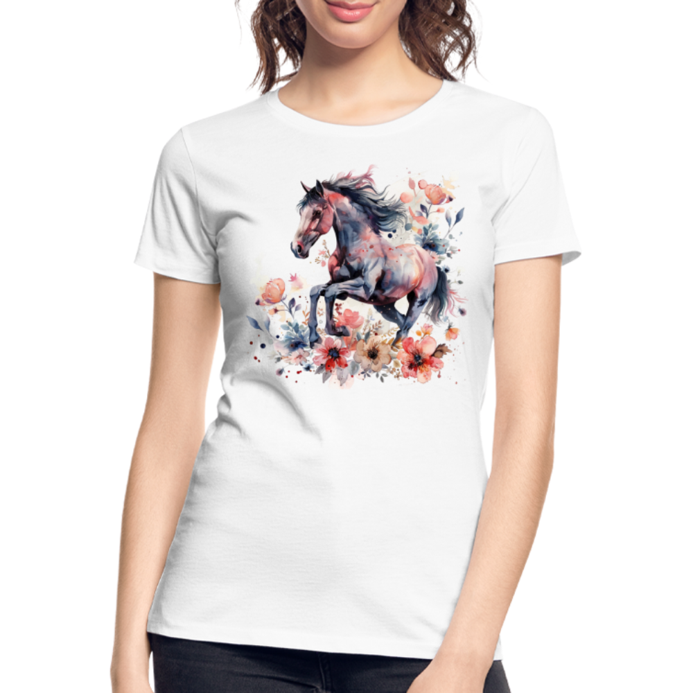 Flower Horse 16 - Frauen Premium Bio T-Shirt - Weiß