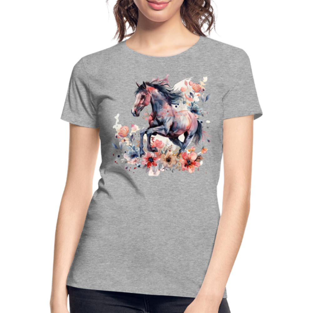 Flower Horse 16 - Frauen Premium Bio T-Shirt - Grau meliert