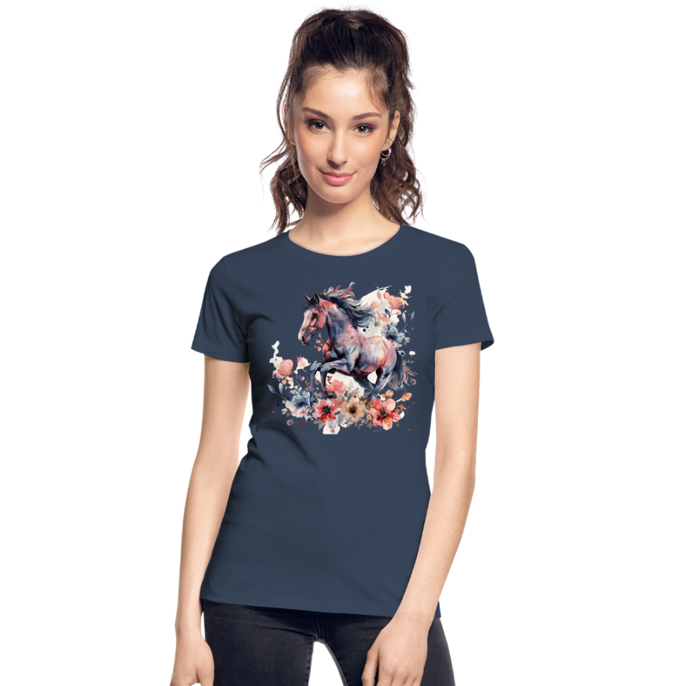 Flower Horse 16 - Frauen Premium Bio T-Shirt - Navy