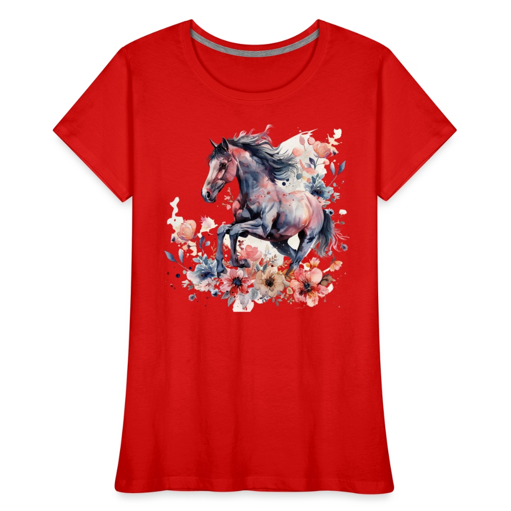 Flower Horse 16 - Frauen Premium Bio T-Shirt - Rot