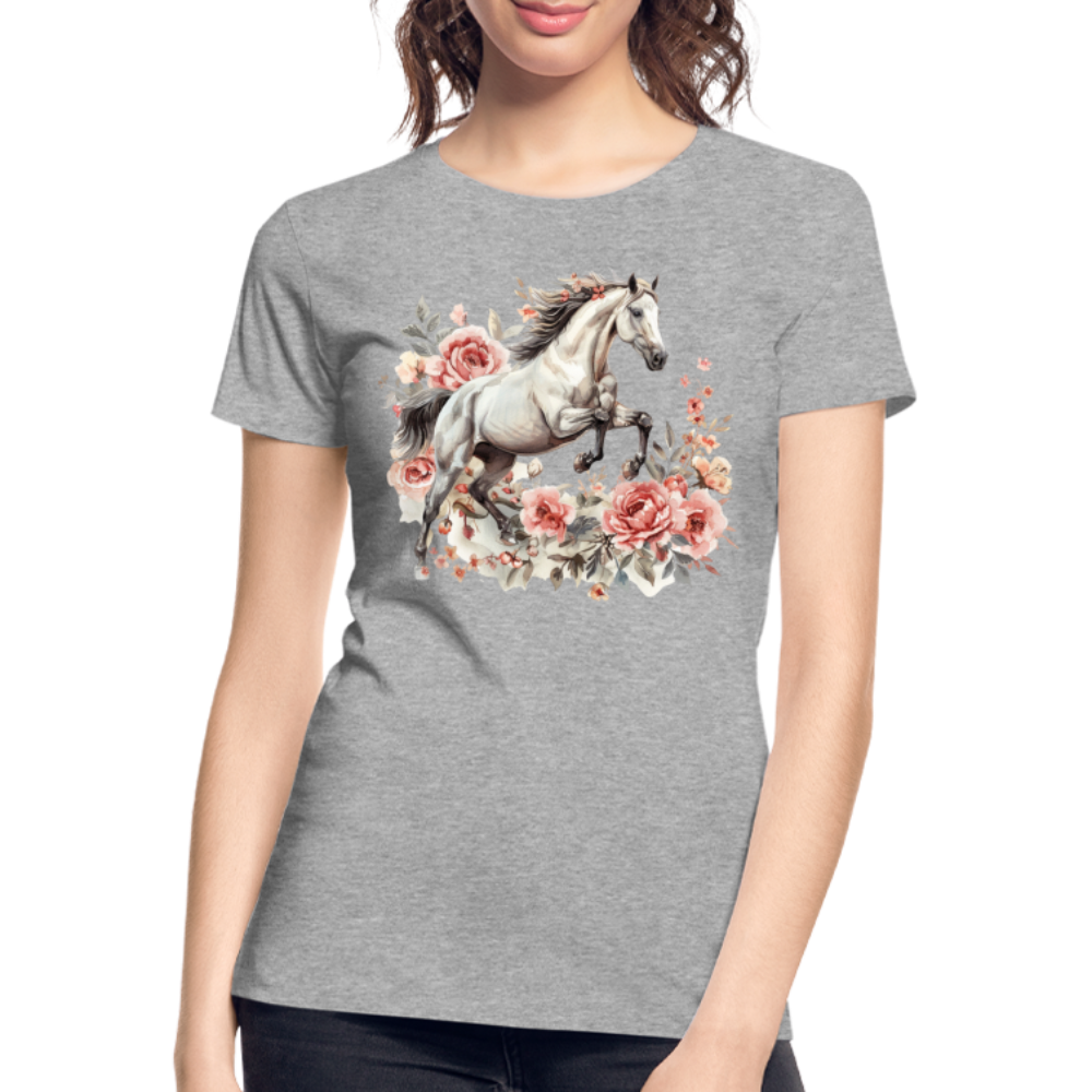 Flower Horse 13 - Frauen Premium Bio T-Shirt - Grau meliert