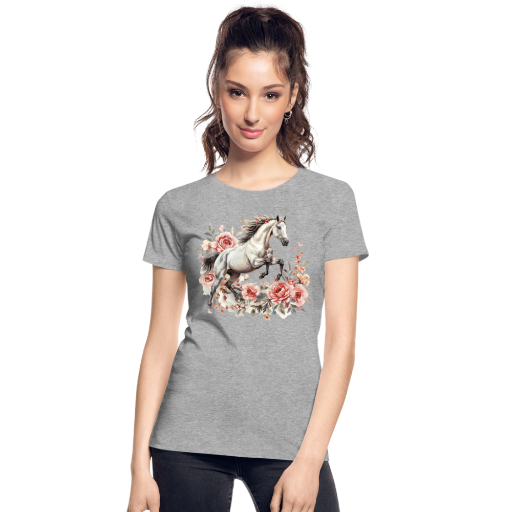 Flower Horse 13 - Frauen Premium Bio T-Shirt - Grau meliert