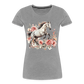 Flower Horse 13 - Frauen Premium Bio T-Shirt - Grau meliert