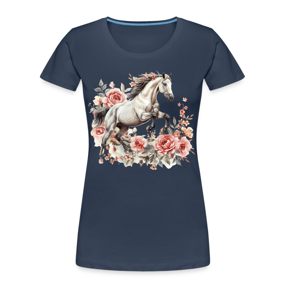 Flower Horse 13 - Frauen Premium Bio T-Shirt - Navy