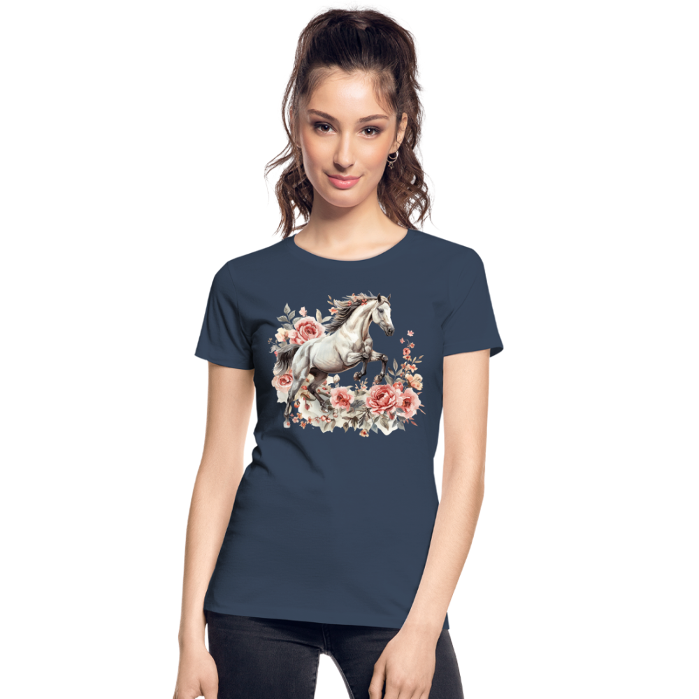 Flower Horse 13 - Frauen Premium Bio T-Shirt - Navy