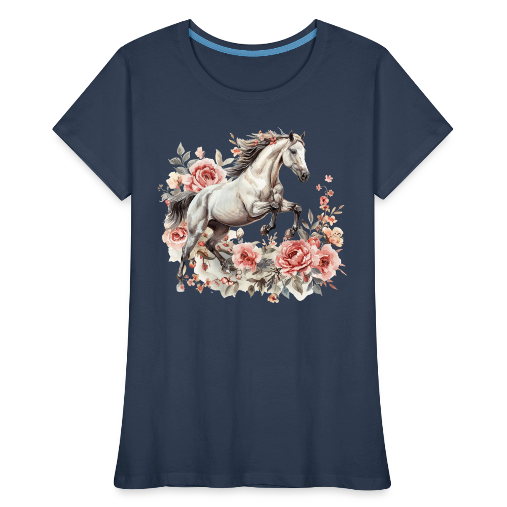 Flower Horse 13 - Frauen Premium Bio T-Shirt - Navy