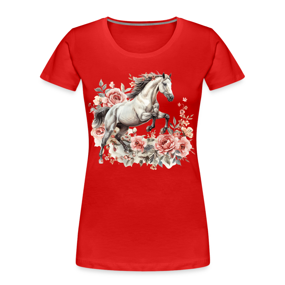 Flower Horse 13 - Frauen Premium Bio T-Shirt - Rot