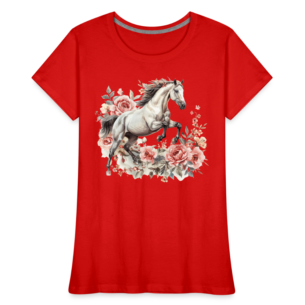 Flower Horse 13 - Frauen Premium Bio T-Shirt - Rot