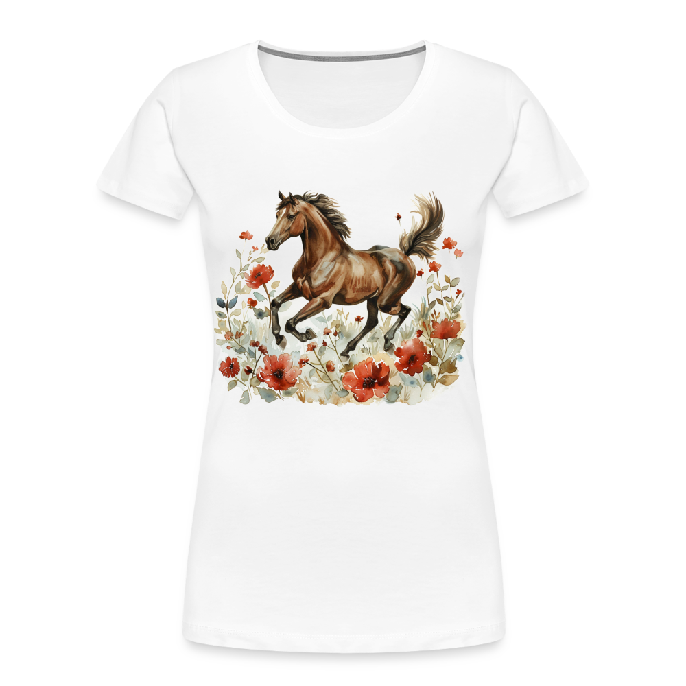 Flower Horse 8 - Frauen Premium Bio T-Shirt - Weiß