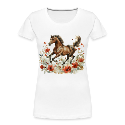 Flower Horse 8 - Frauen Premium Bio T-Shirt - Weiß