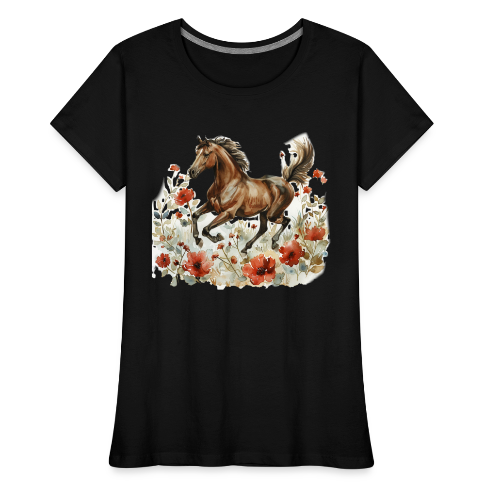 Flower Horse 8 - Frauen Premium Bio T-Shirt - Schwarz