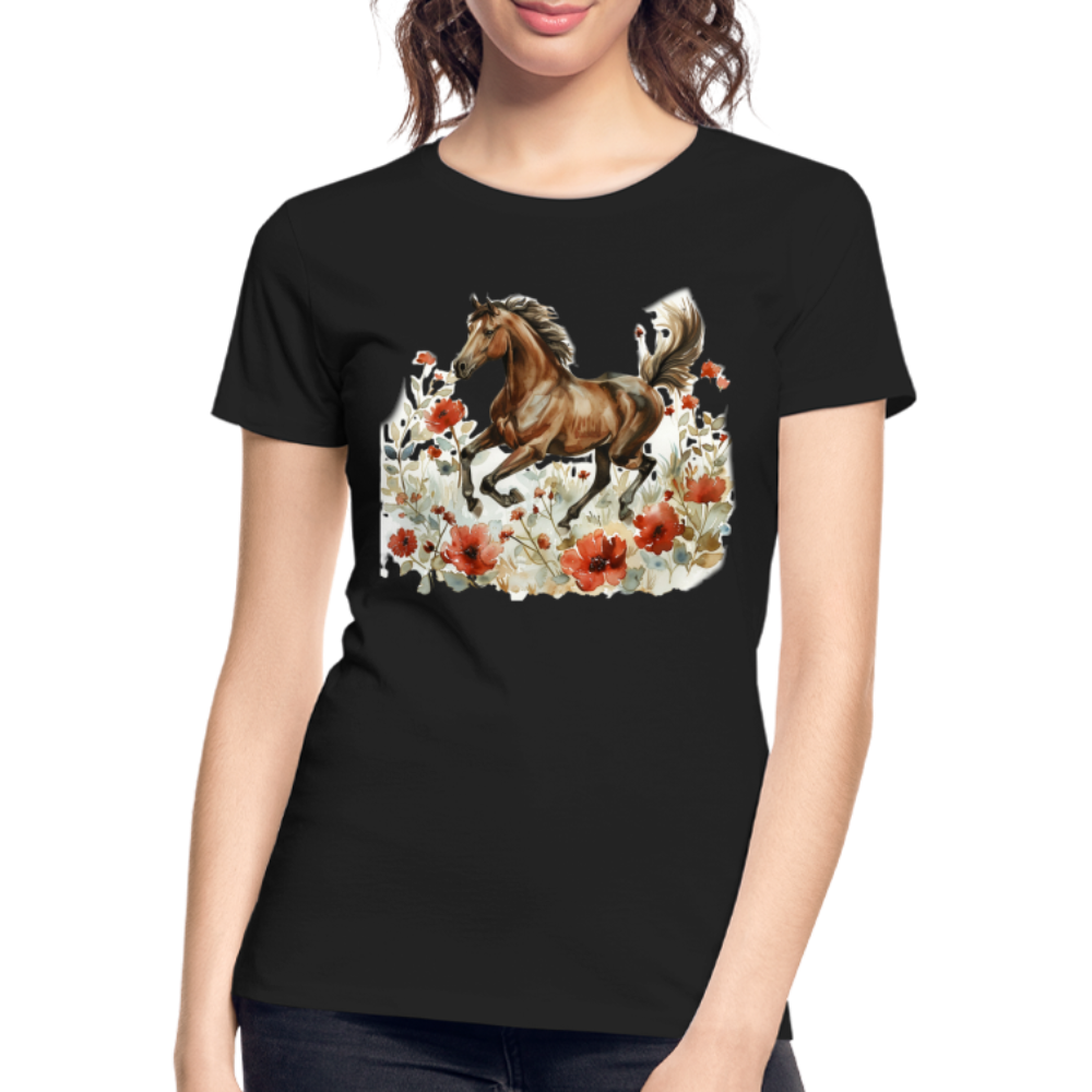 Flower Horse 8 - Frauen Premium Bio T-Shirt - Schwarz