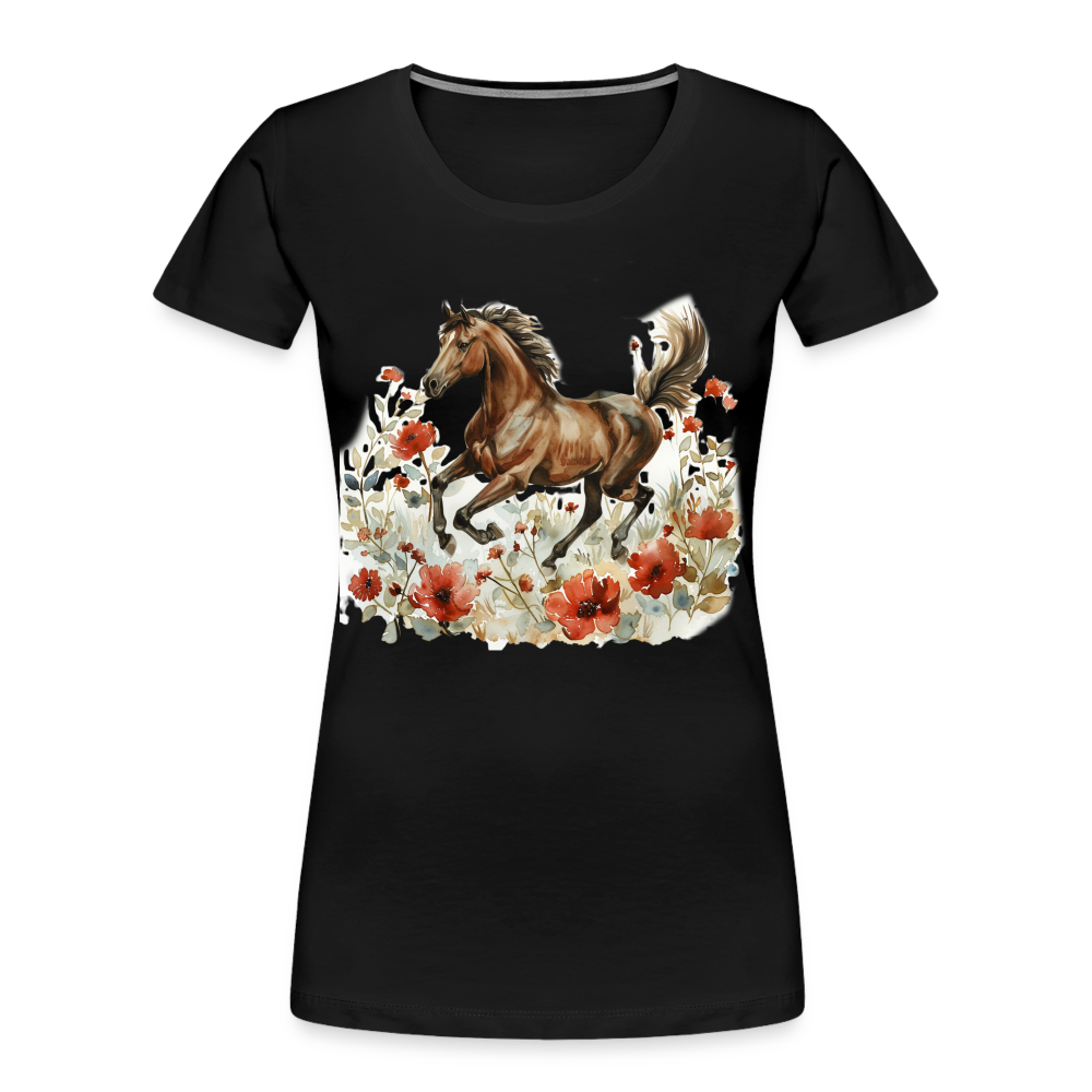 Flower Horse 8 - Frauen Premium Bio T-Shirt - Schwarz