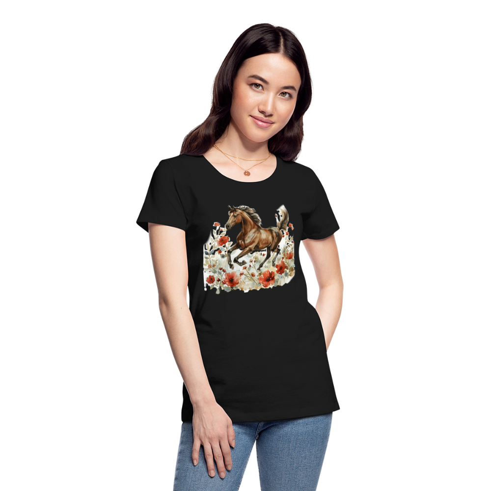 Flower Horse 8 - Frauen Premium Bio T-Shirt - Schwarz