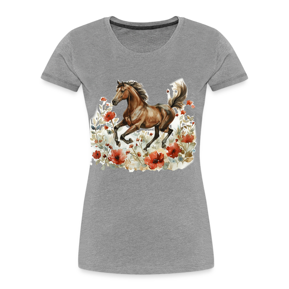 Flower Horse 8 - Frauen Premium Bio T-Shirt - Grau meliert