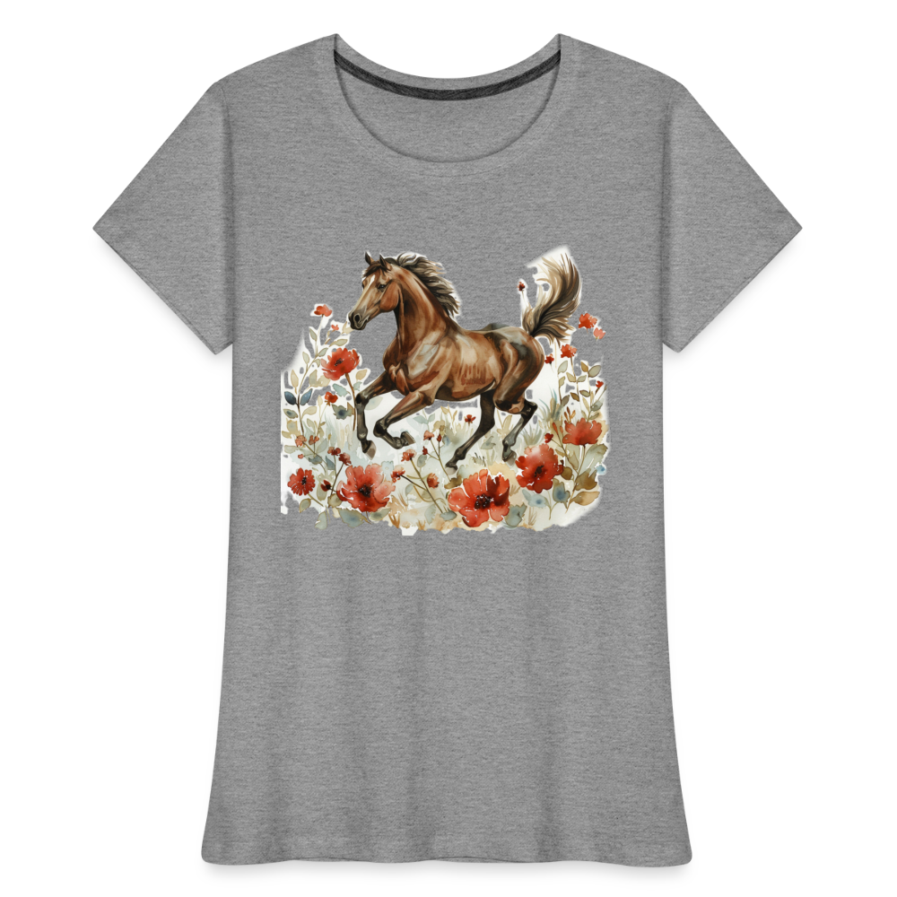 Flower Horse 8 - Frauen Premium Bio T-Shirt - Grau meliert