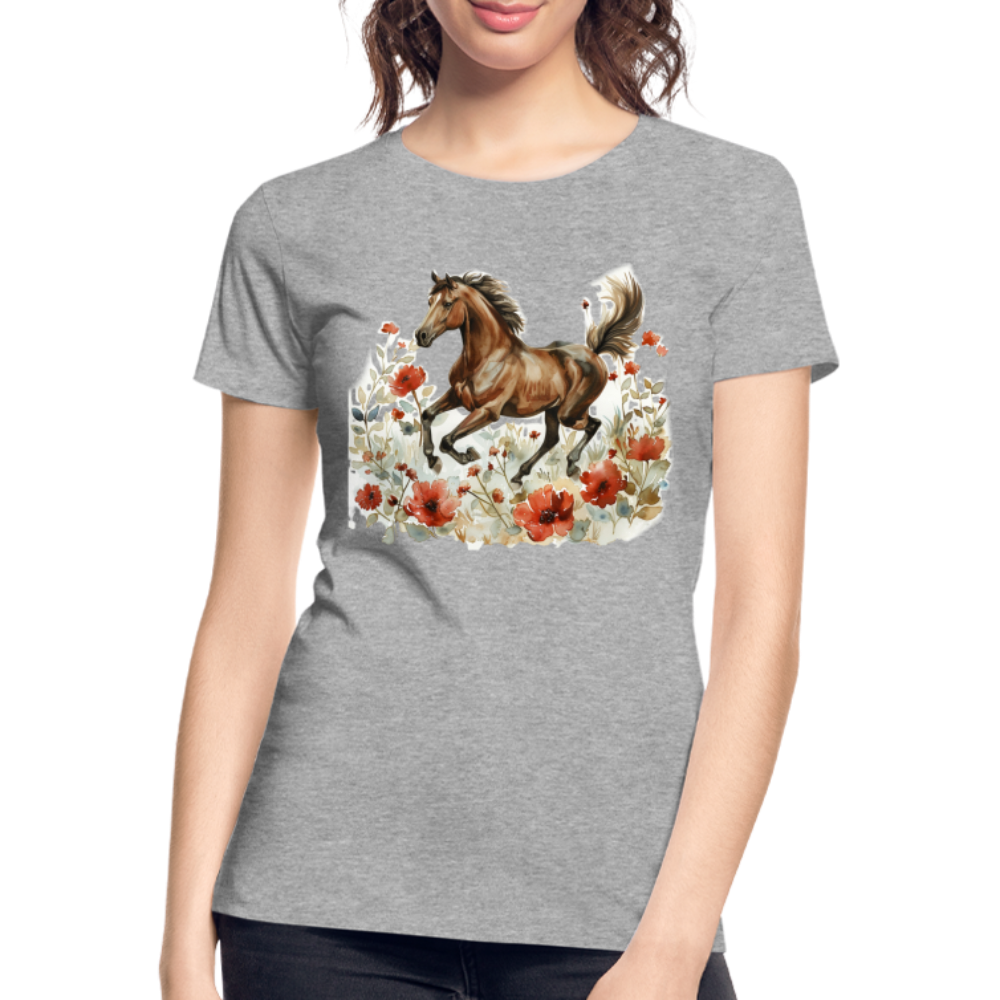 Flower Horse 8 - Frauen Premium Bio T-Shirt - Grau meliert