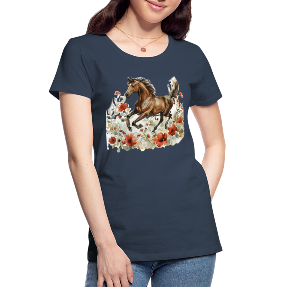 Flower Horse 8 - Frauen Premium Bio T-Shirt - Navy