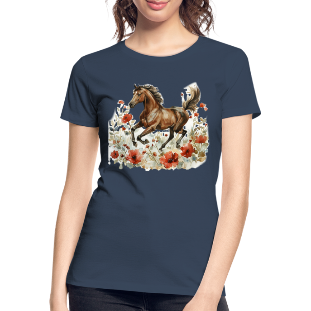 Flower Horse 8 - Frauen Premium Bio T-Shirt - Navy