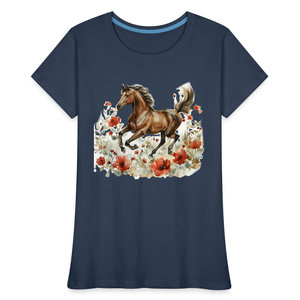 Flower Horse 8 - Frauen Premium Bio T-Shirt - Navy