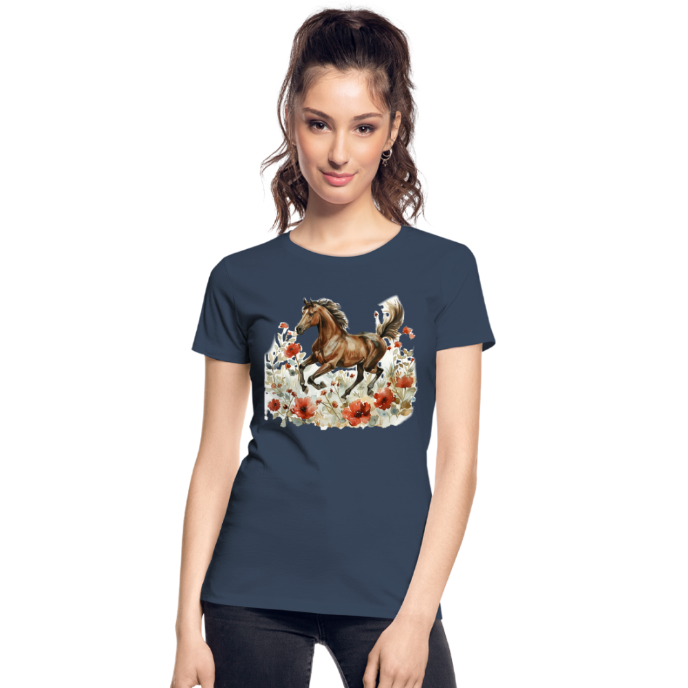 Flower Horse 8 - Frauen Premium Bio T-Shirt - Navy