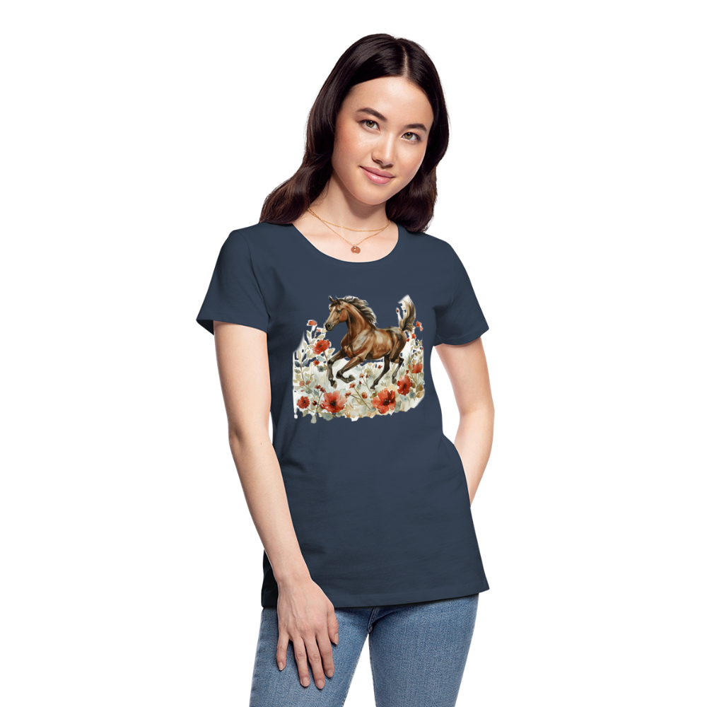 Flower Horse 8 - Frauen Premium Bio T-Shirt - Navy