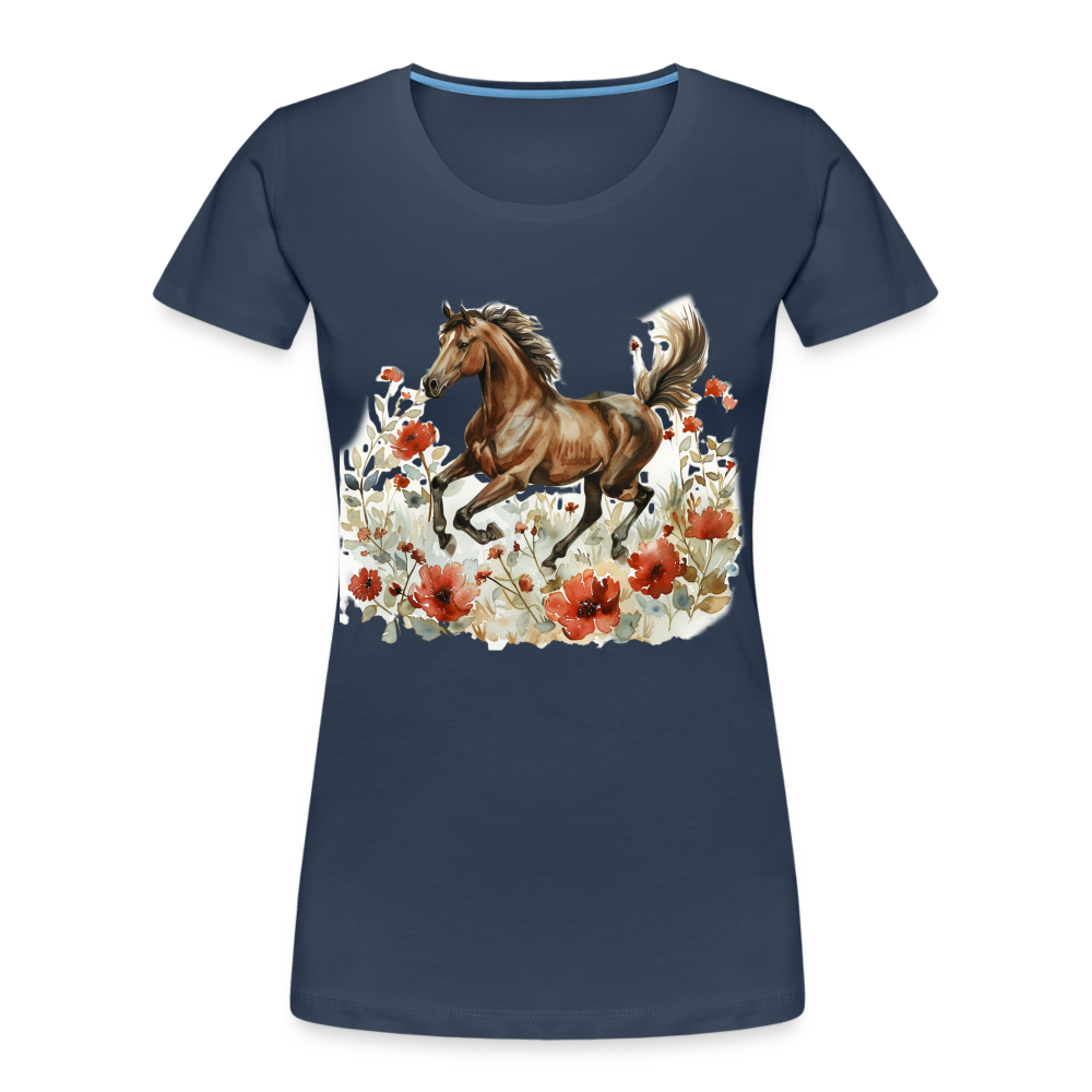 Flower Horse 8 - Frauen Premium Bio T-Shirt - Navy