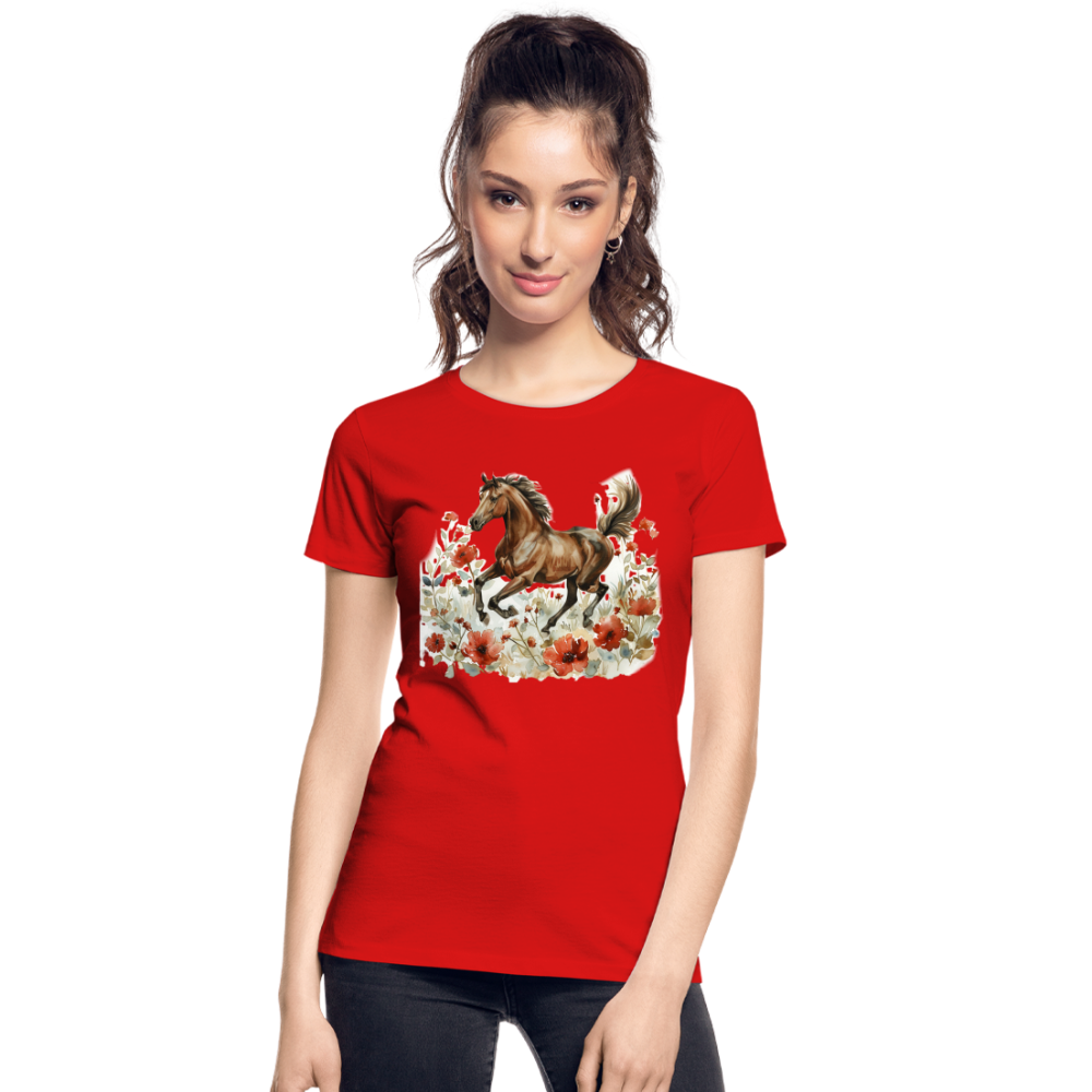 Flower Horse 8 - Frauen Premium Bio T-Shirt - Rot