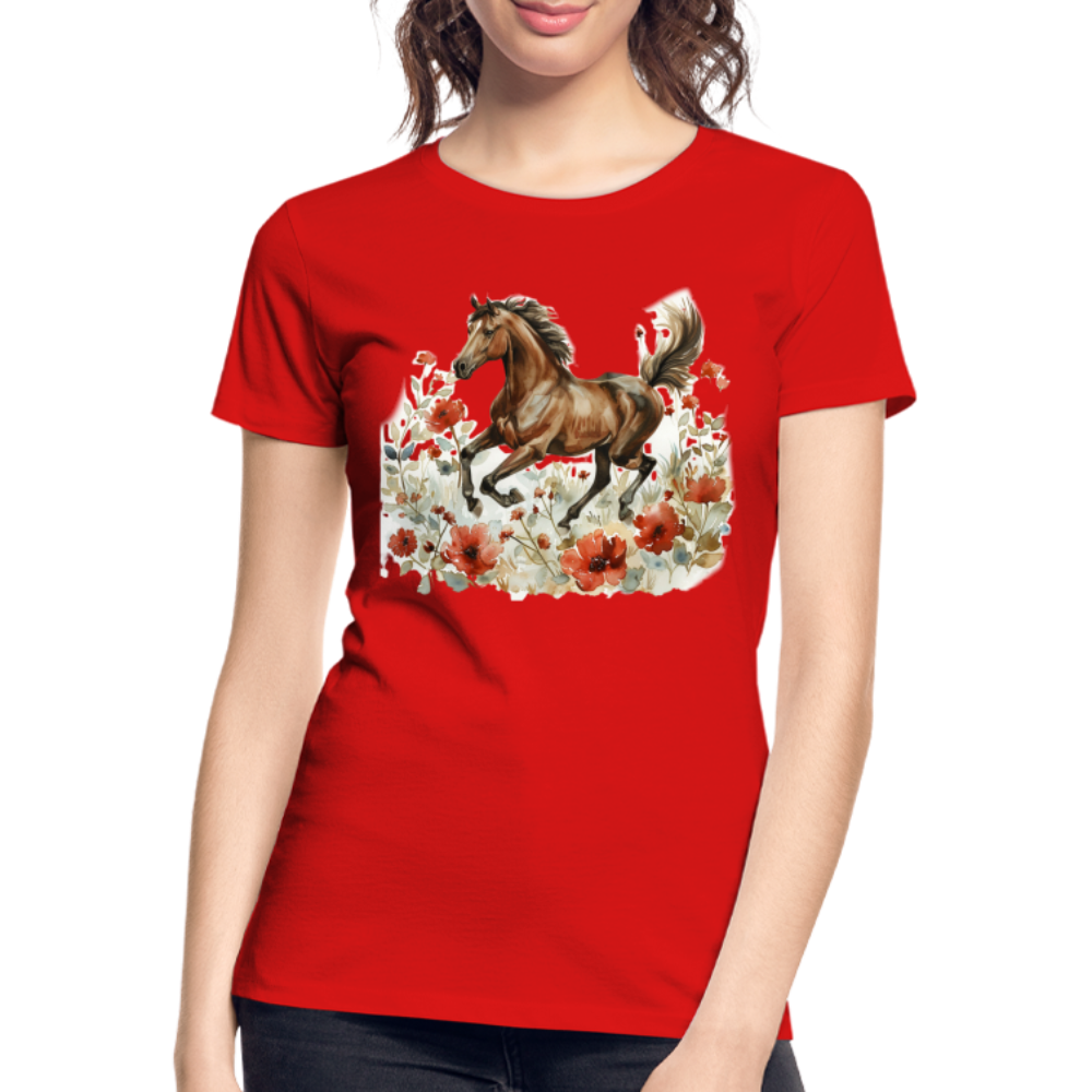 Flower Horse 8 - Frauen Premium Bio T-Shirt - Rot