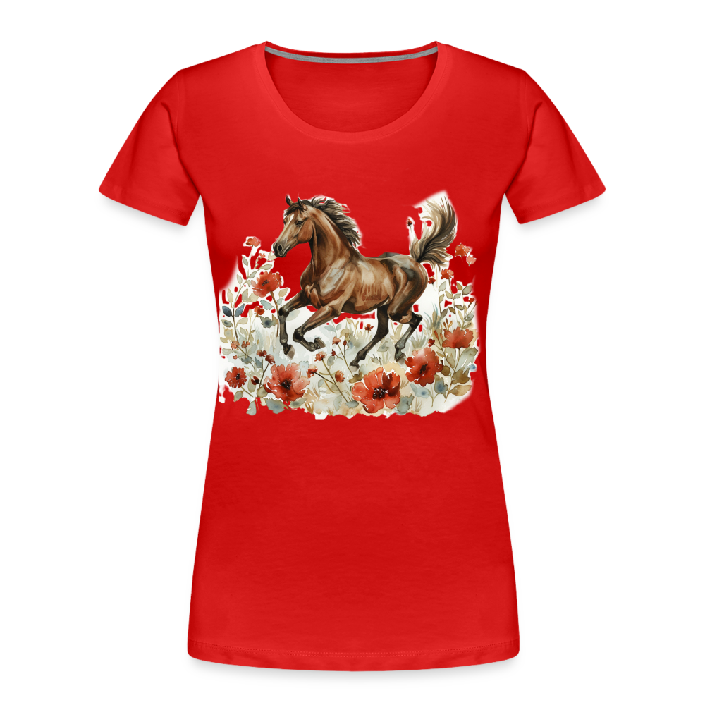 Flower Horse 8 - Frauen Premium Bio T-Shirt - Rot