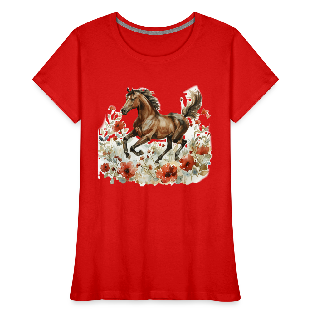 Flower Horse 8 - Frauen Premium Bio T-Shirt - Rot